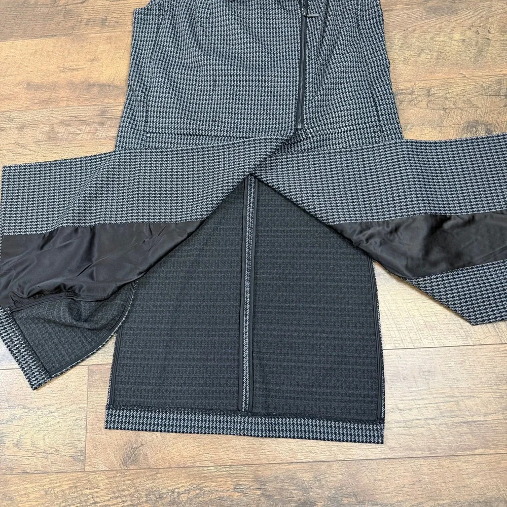 Lysse‎ New York Sleeveless Moto Houndstooth Ponte Dress Navy Black Size Med